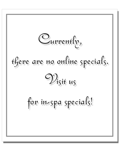 Sorry, there are currently no online specials. Please visit us for in-spa specials!